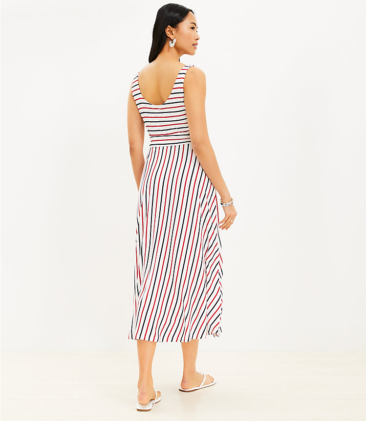 Petite Striped Scoop Neck Midi Dress image number 2
