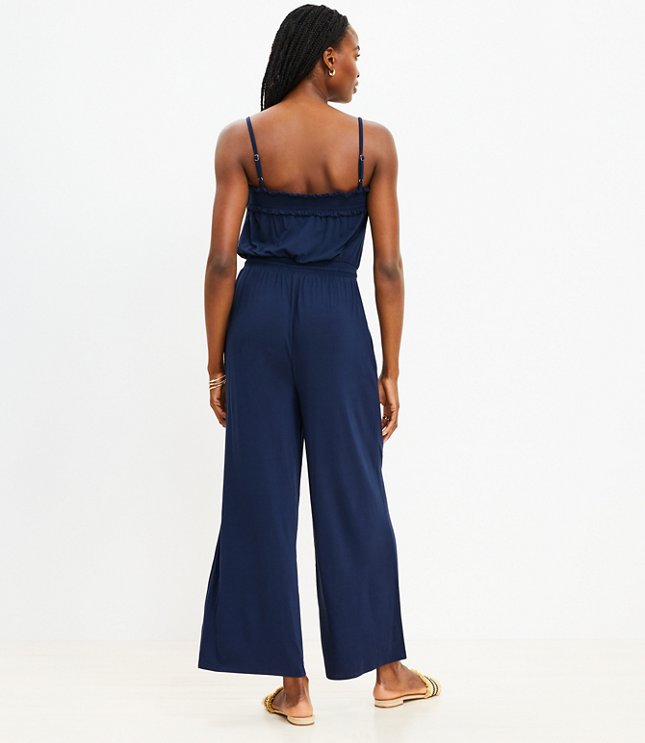 Petite Smocked Strappy Jumpsuit