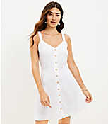 Petite Linen Blend Strappy Button Flare Dress carousel Product Image 1
