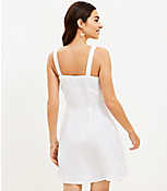 Petite Linen Blend Strappy Button Flare Dress carousel Product Image 3