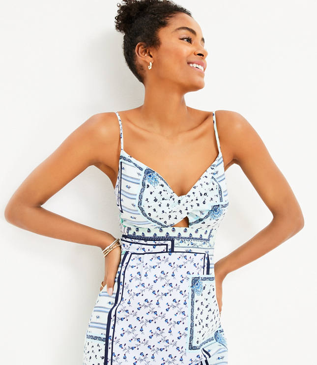 Petite Palm Cutout Back Midi Pocket Dress