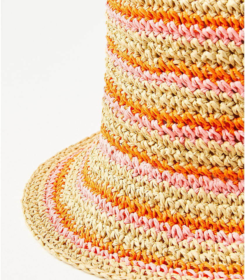 Striped Straw Bucket Hat
