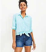 Petite Linen Blend Tie Front Everyday Shirt carousel Product Image 1