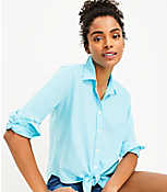 Petite Linen Blend Tie Front Everyday Shirt carousel Product Image 2