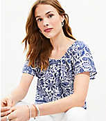 Petite Paisley Flutter Sleeve Scoop Neck Top carousel Product Image 2