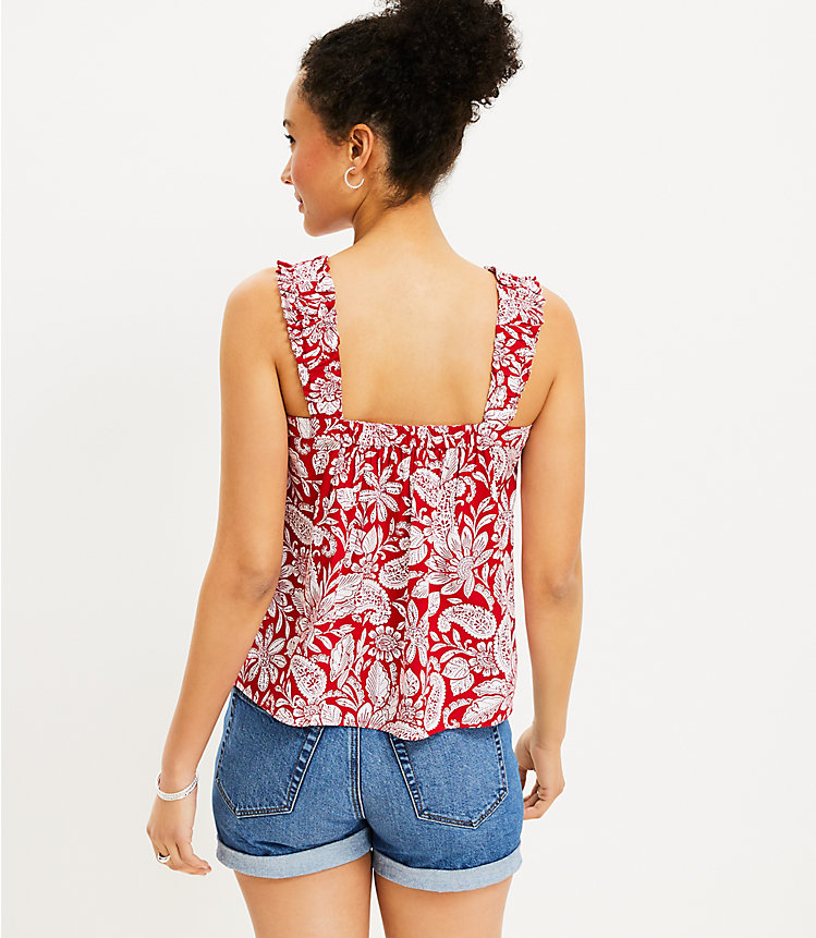 Petite Paisley Ruched Strap Cami image number 2