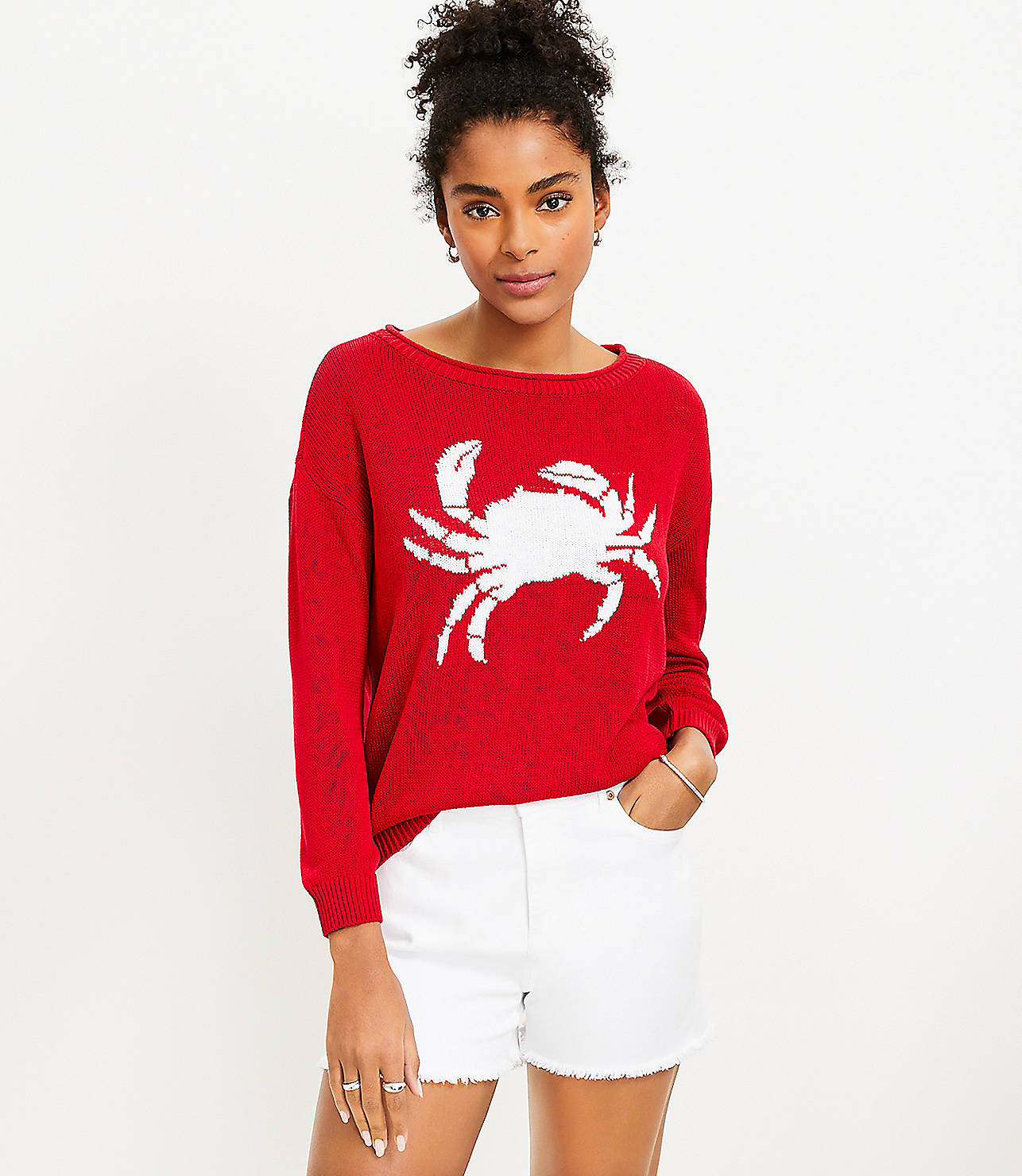 Petite Crab 3/4 Sleeve Sweater