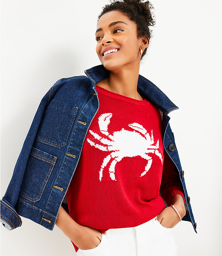 Petite Crab 3/4 Sleeve Sweater image number 1