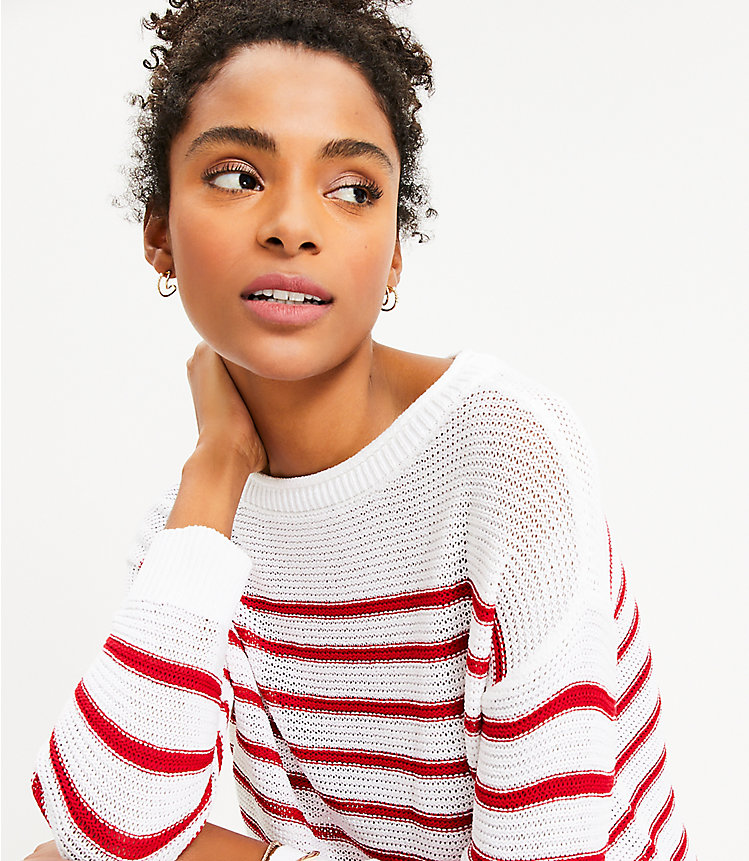 Petite Striped 3/4 Sleeve Sweater image number 1