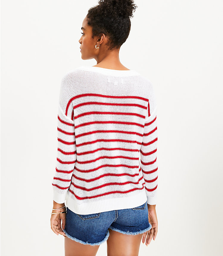 Petite Striped 3/4 Sleeve Sweater image number 2