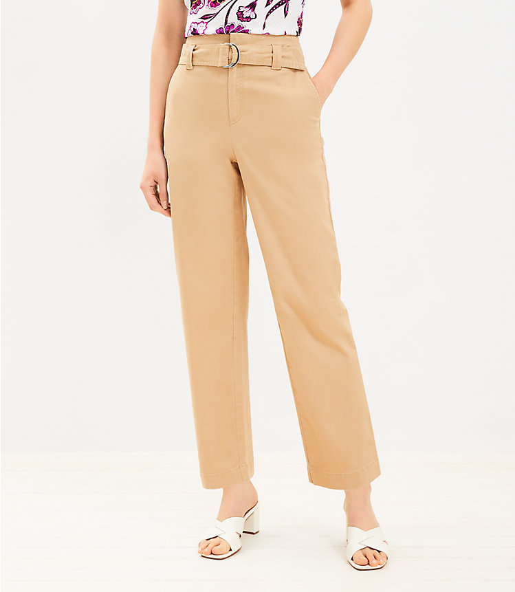Belted Straight Pants in Twill image number 0