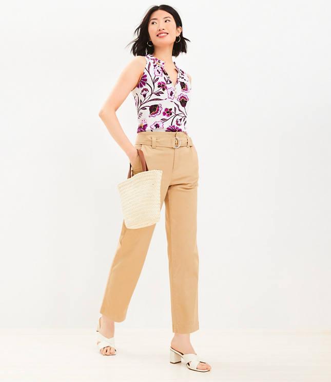 Belted Sutton Kick Crop Pants in Gingham