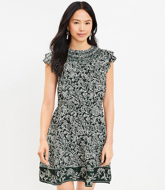 Petite Eyelet Lace Trim Sheath Dress