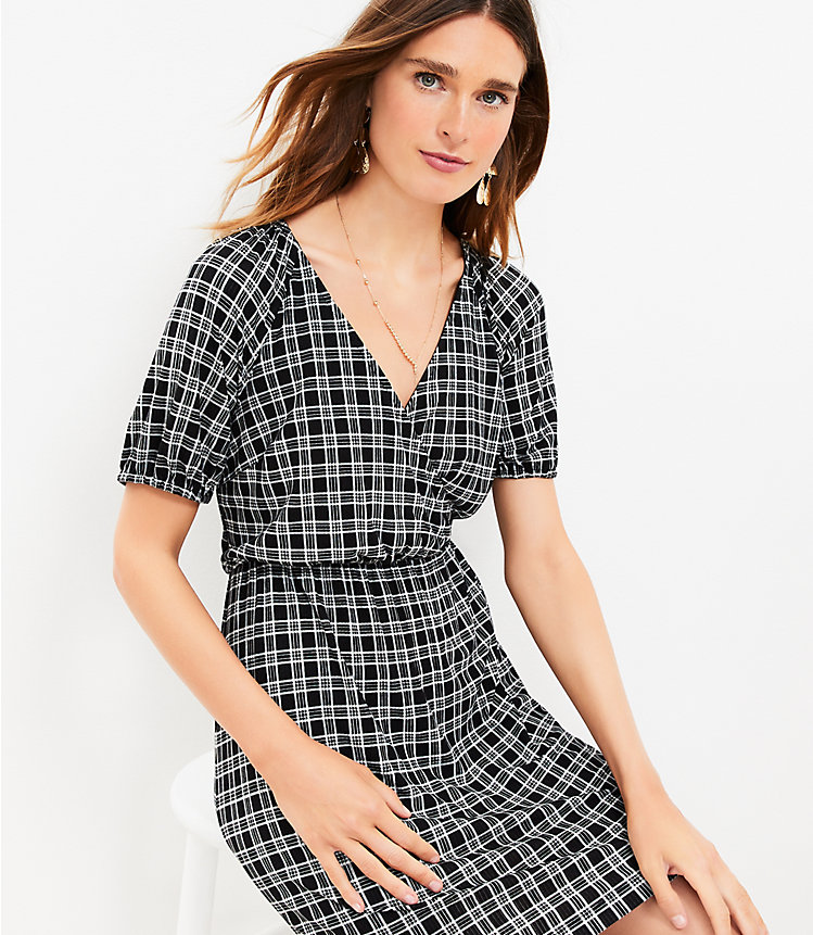 Tall Gingham Puff Sleeve Dress image number 1