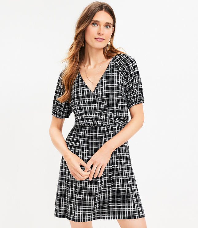 Petite Plaid Mini Shift Pocket Dress