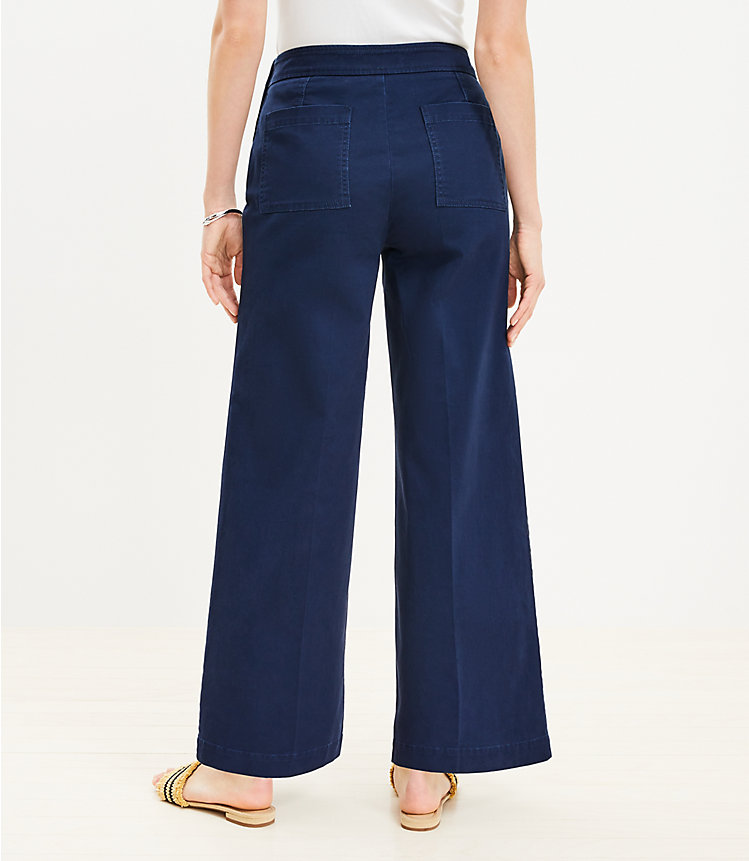Petite Curvy Wide Leg Sailor Pants in Twill image number null