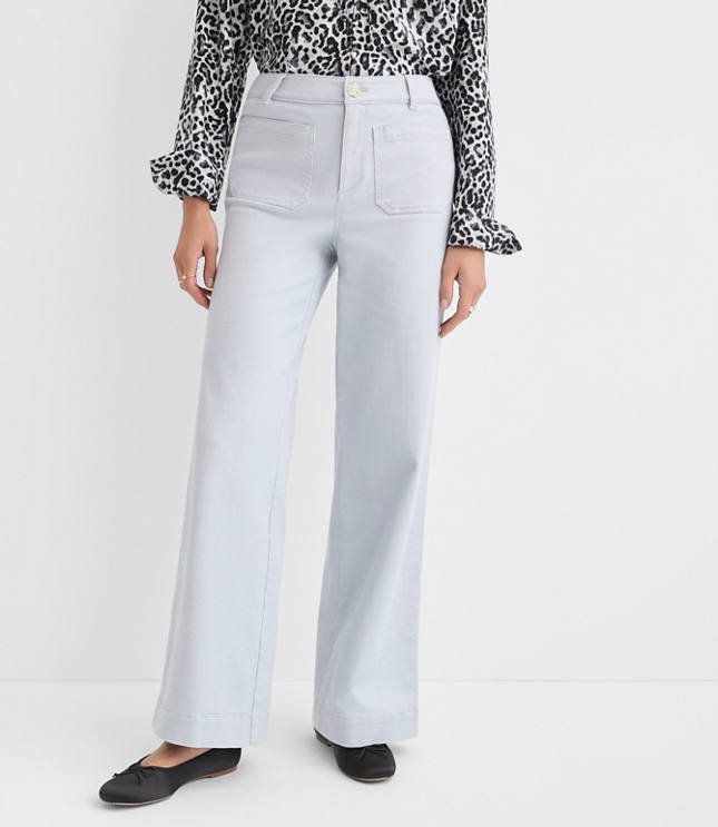 Petite Curvy Palmer Wide Leg Pants in Twill