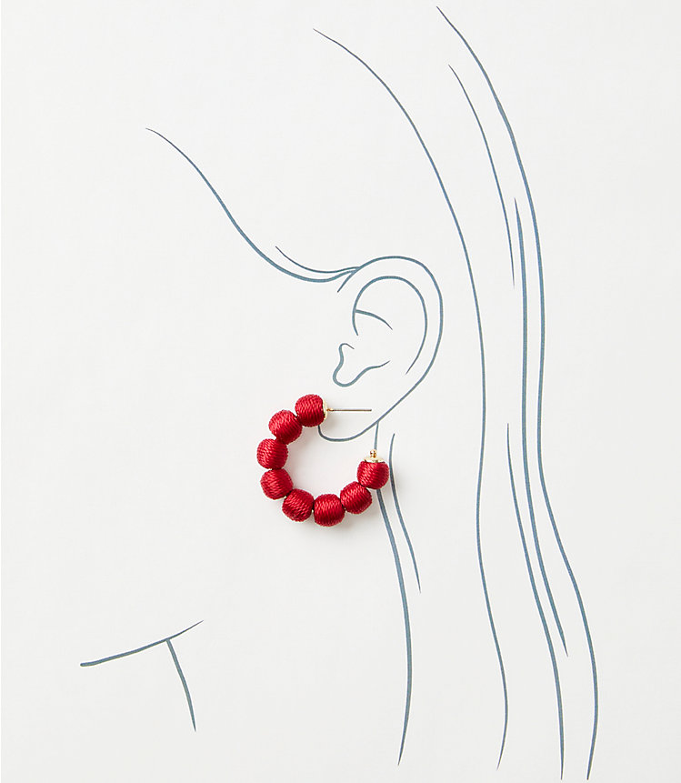 Fabric Wrapped Bauble Hoop Earrings image number null