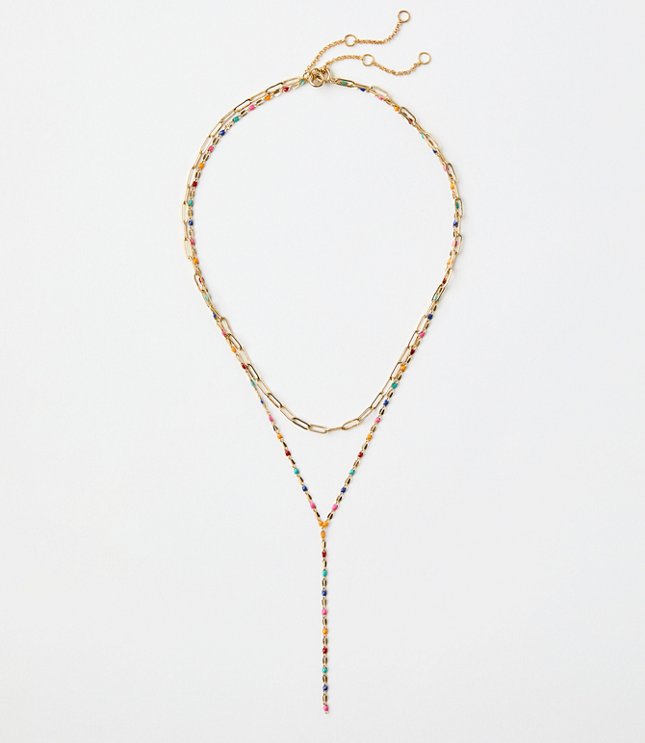 Dotted Enamel Layered Y-Necklace