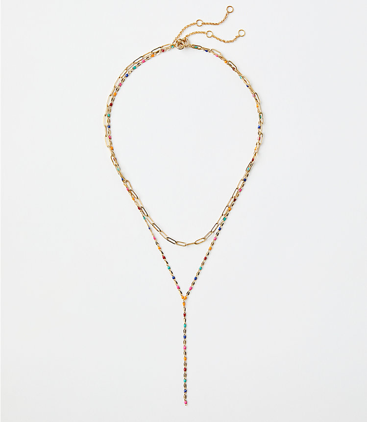 Dotted Enamel Layered Y-Necklace image number null