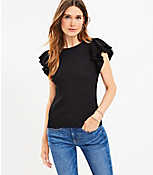 Ribbed Tiered Ruffle Sleeve Top carousel Product Image 1
