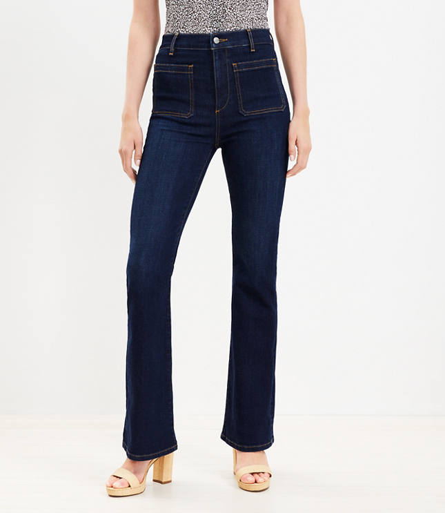 Emily Patch Pocket Flare High Rise Jeans