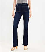Patch Pocket High Rise Slim Flare Jeans in Classic Dark Indigo Wash carousel Product Image 1