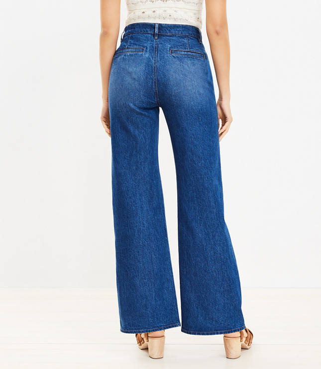 Patch Pocket High Rise Wide Leg Jeans in Vintage Dark Wash