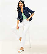 Frayed High Rise Slim Flare Jeans in White carousel Product Image 1