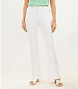 Petite Frayed High Rise Slim Flare Jeans in White carousel Product Image 1