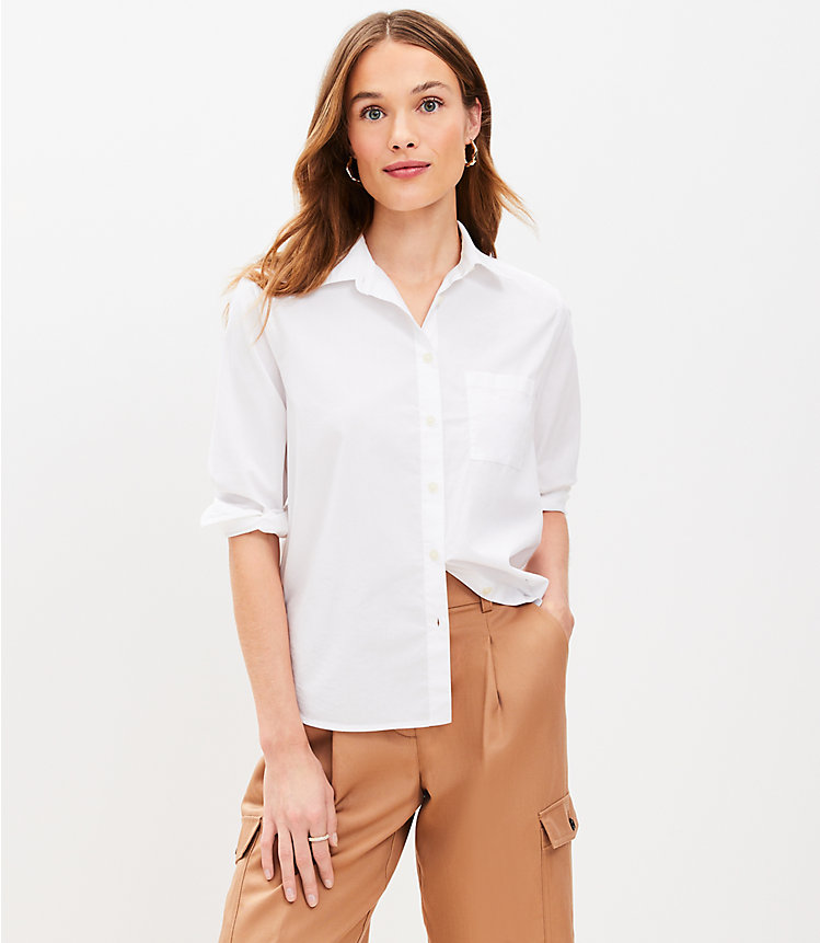 Petite Cotton Blend Relaxed Shirt image number 0