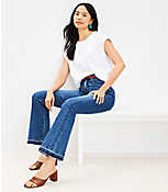 Unpicked Hem High Rise Slim Flare Jeans in Dark Wash carousel Product Image 2
