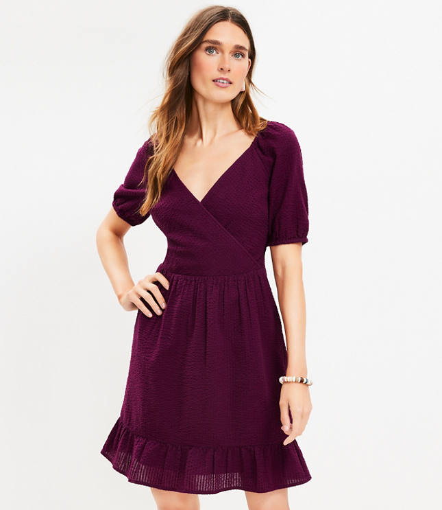 Flutter Sleeve Split Neck Swing Dress