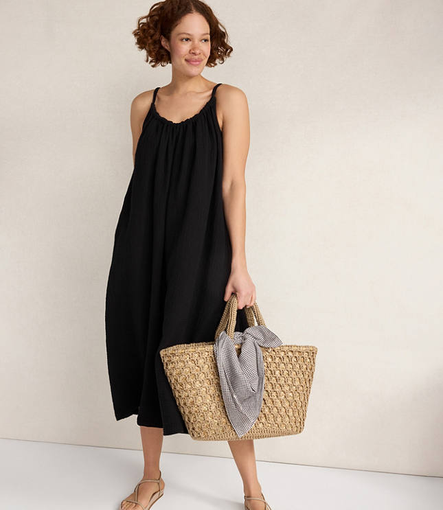 Haven Well Within Textured Cotton Gauze Flowy Midi Dress