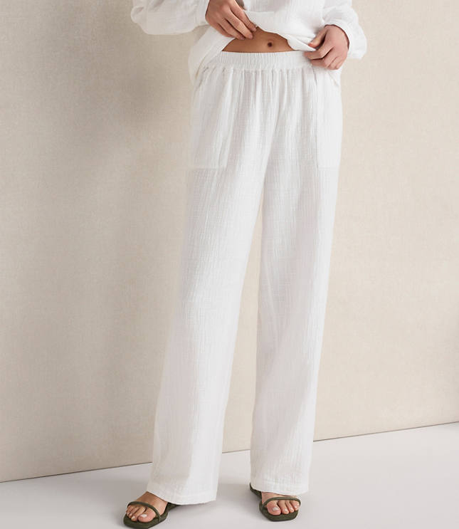 HWW SLUBBY GAUZE EASY PULL ON PANT