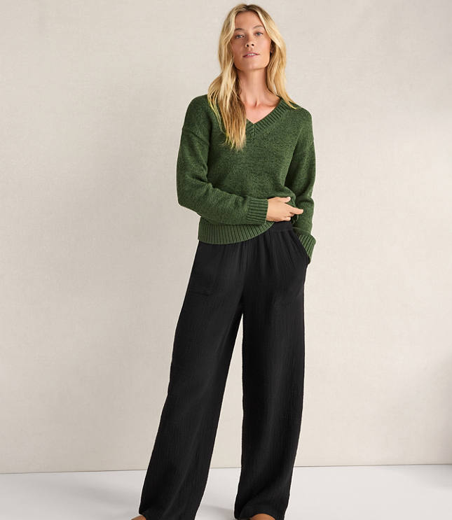 Haven Well Within Cotton Blend Tape Yarn V-Neck Sweater