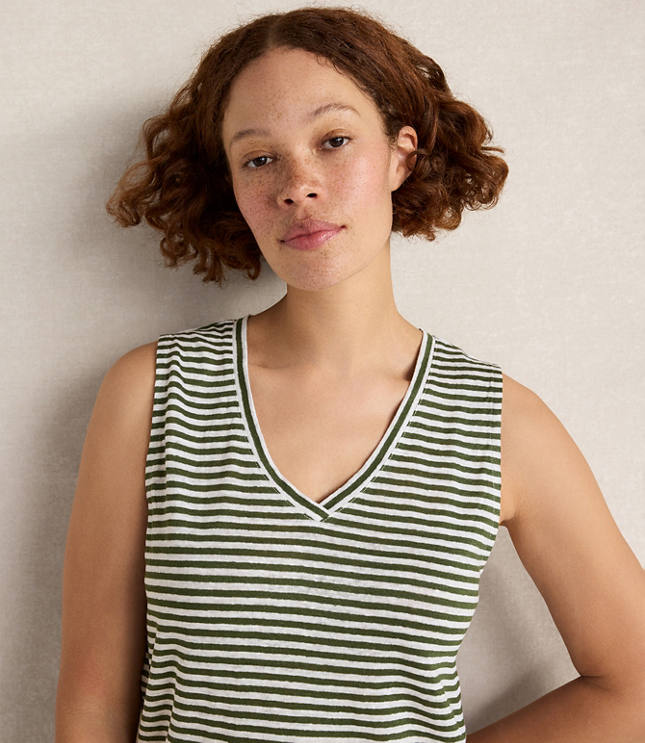 Haven Well Within Linen Stripe V-Neck Top carousel Product Image 1