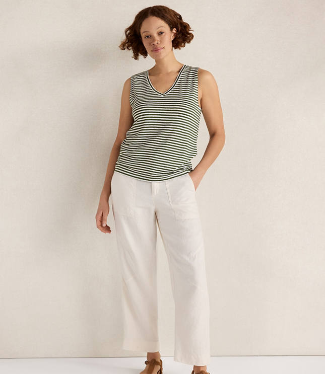 Haven Well Within Linen Stripe V-Neck Top carousel Product Image 2