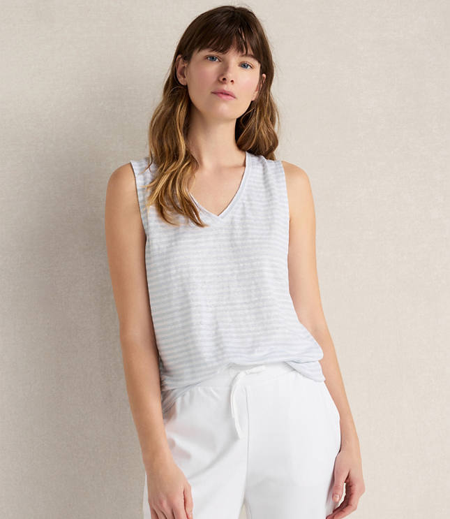 Haven Well Within Linen Stripe V-Neck Top carousel Product Image 1