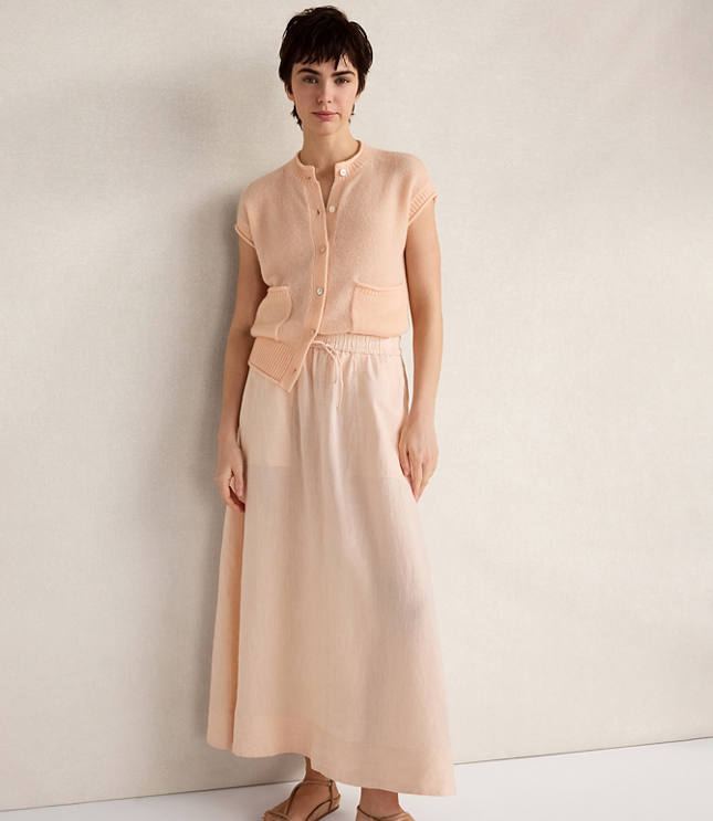 Haven Well Within Linen Drawstring Midi Skirt