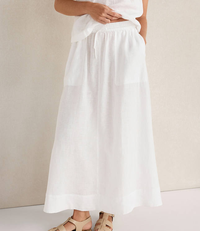 Haven Well Within Linen Drawstring Midi Skirt carousel Product Image 1