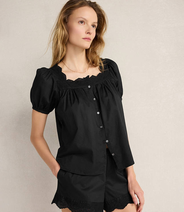 Haven Well Within Organic Cotton Poplin Embroidered Top