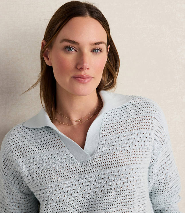 Haven Well Within Cotton Mixed Stitch Johnny Collar Sweater carousel Product Image 3
