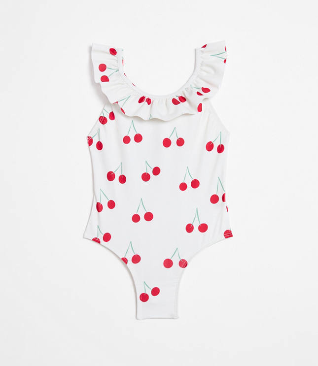 LOFT x Mon Coeur UPF 50+ Recycled Polyester Cherry Ruffle Swimsuit