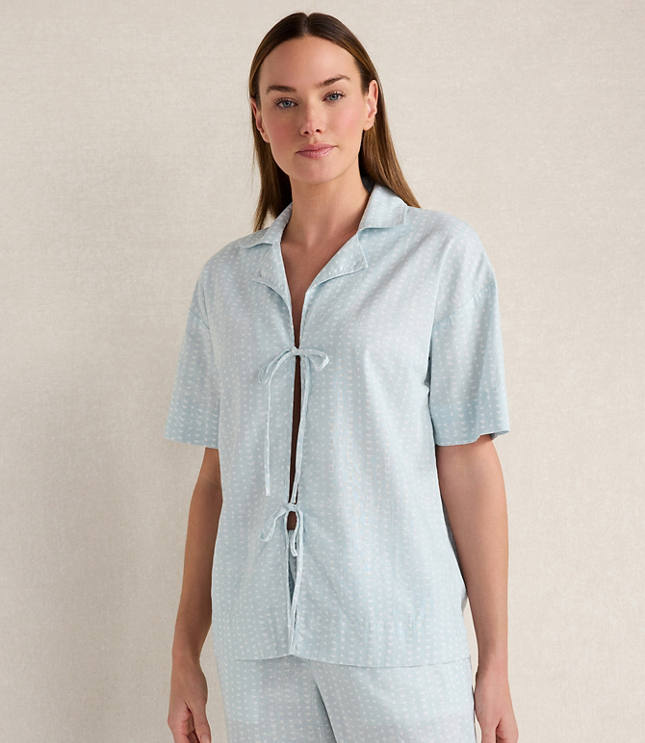 Haven Well Within Cotton Linen Faded Dot Pajama Top
