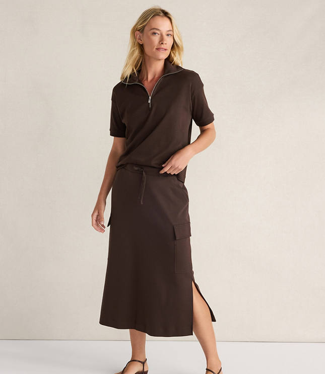 Haven Well Within Organic Cotton Interlock Half-Zip Collared Top