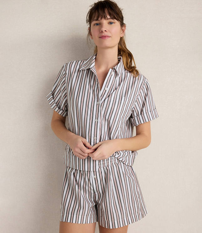 Haven Well Within Organic Cotton Poplin Iris Stripe Pajama Top carousel Product Image 1