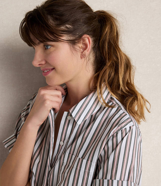 Haven Well Within Organic Cotton Poplin Iris Stripe Pajama Top carousel Product Image 3
