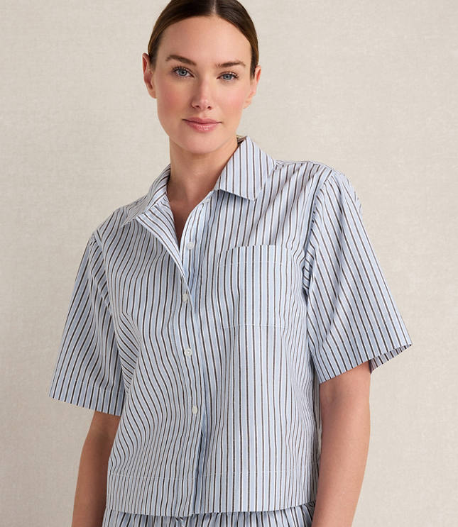 Haven Well Within Organic Cotton Poplin Iris Stripe Pajama Top