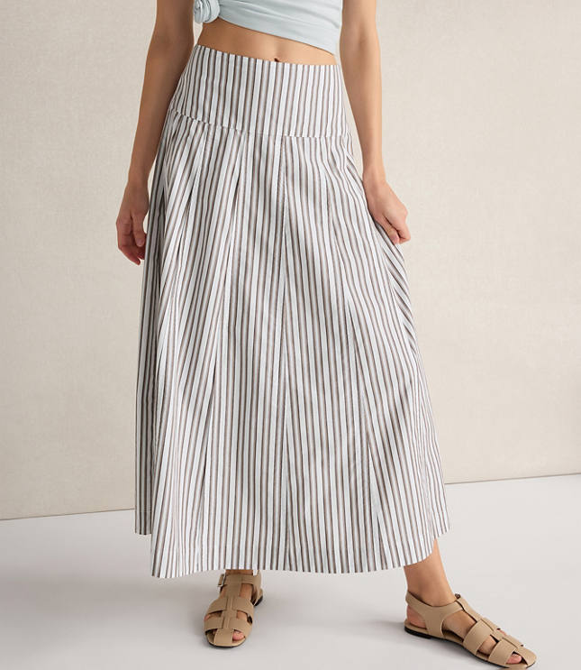Haven Well Within Organic Cotton Poplin Stripe Drop Waist Skirt